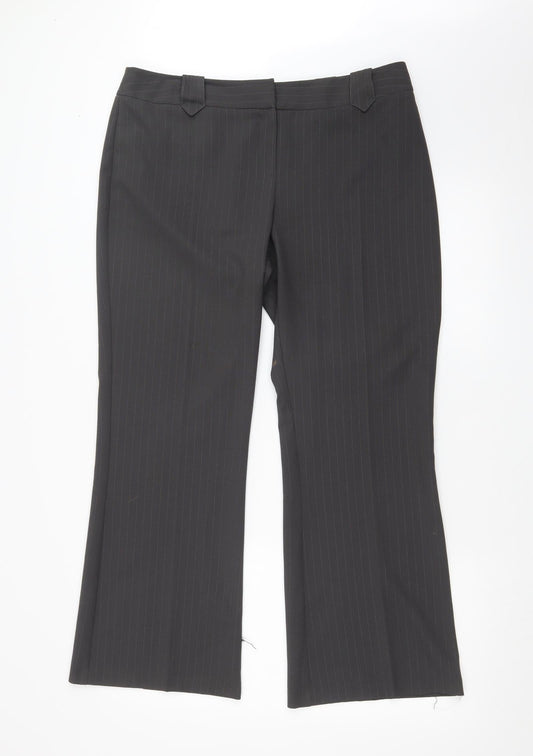 F&F Womens Grey Striped  Trousers  Size 14 L28 in