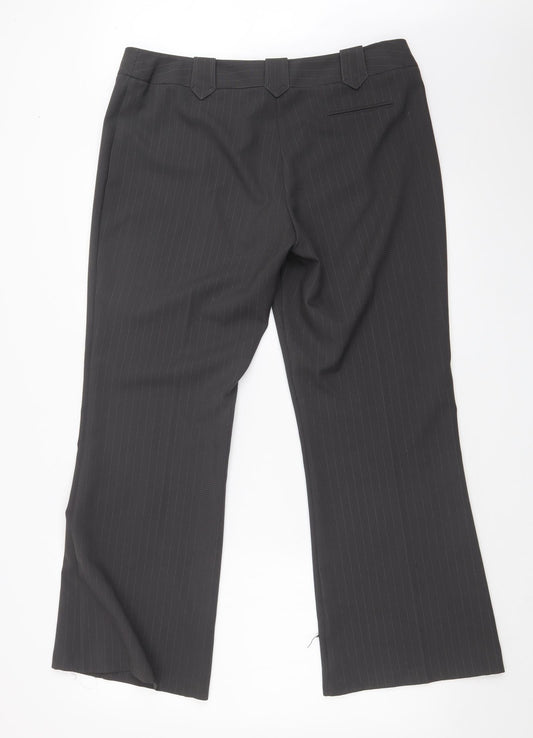 F&F Womens Grey Striped  Trousers  Size 14 L28 in