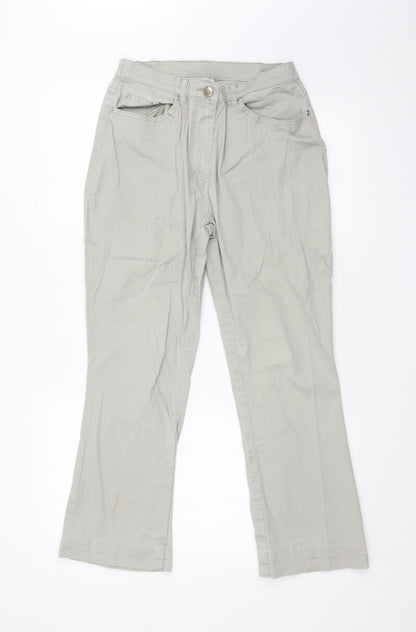 Womens UK Size 12 Preworn Regular Fit Wide-Leg Grey Jeans