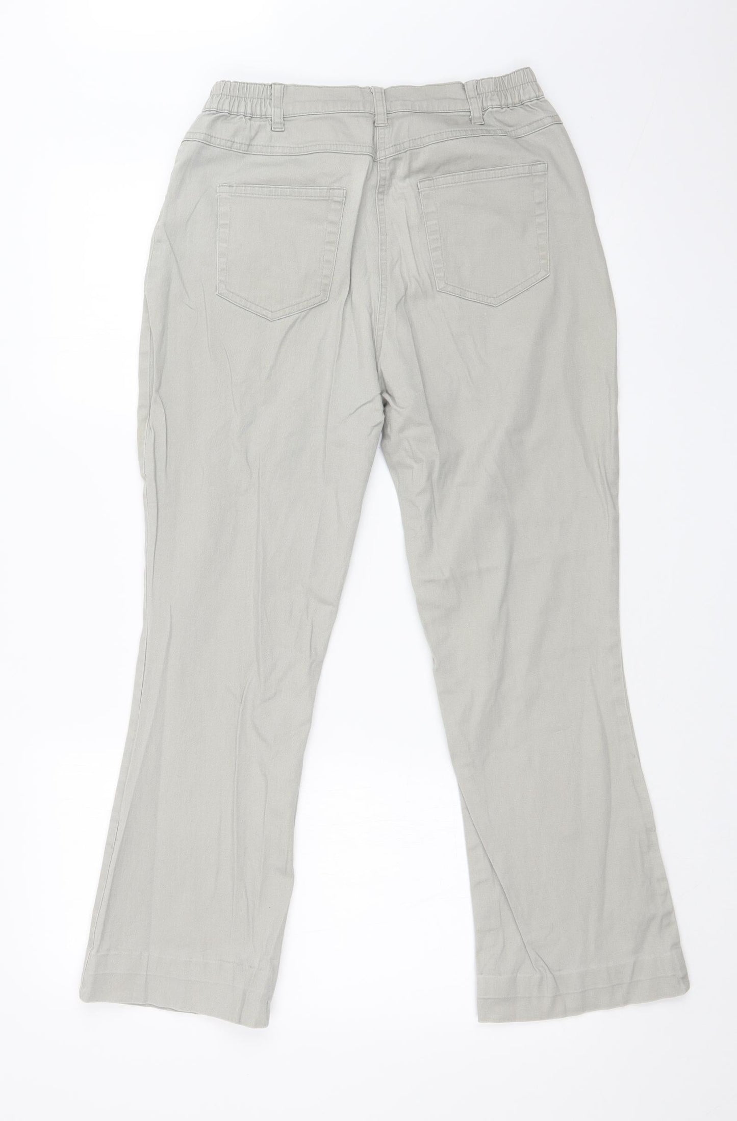 Womens UK Size 12 Preworn Regular Fit Wide-Leg Grey Jeans