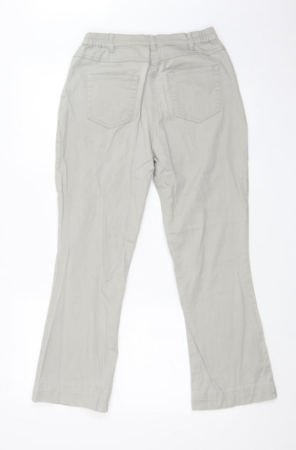 Womens UK Size 12 Preworn Regular Fit Wide-Leg Grey Jeans