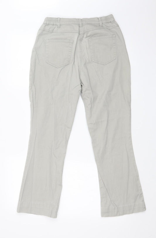 Womens UK Size 12 Preworn Regular Fit Wide-Leg Grey Jeans