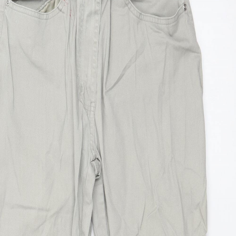 Womens UK Size 12 Preworn Regular Fit Wide-Leg Grey Jeans