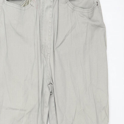 Womens UK Size 12 Preworn Regular Fit Wide-Leg Grey Jeans