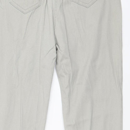 Womens UK Size 12 Preworn Regular Fit Wide-Leg Grey Jeans