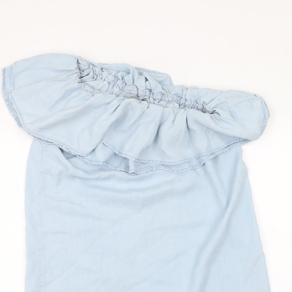 Womens UK Size 8 New Look Blue Basic T-Shirt