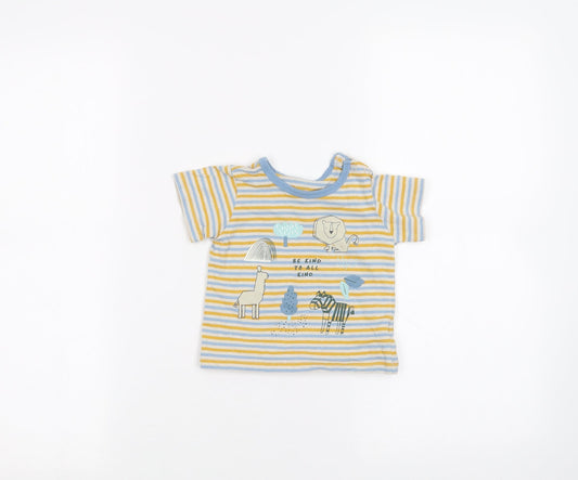 Marks and Spencer Baby White Striped  Basic T-Shirt Size 3-6 Months
