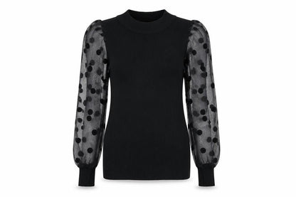 Flamant Rose Womens Black Polka Dot  Pullover Jumper Size M