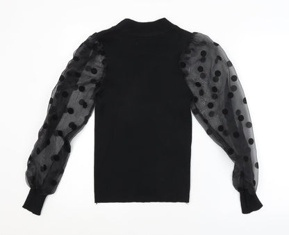 Flamant Rose Womens Black Polka Dot  Pullover Jumper Size M