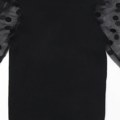 Flamant Rose Womens Black Polka Dot  Pullover Jumper Size M