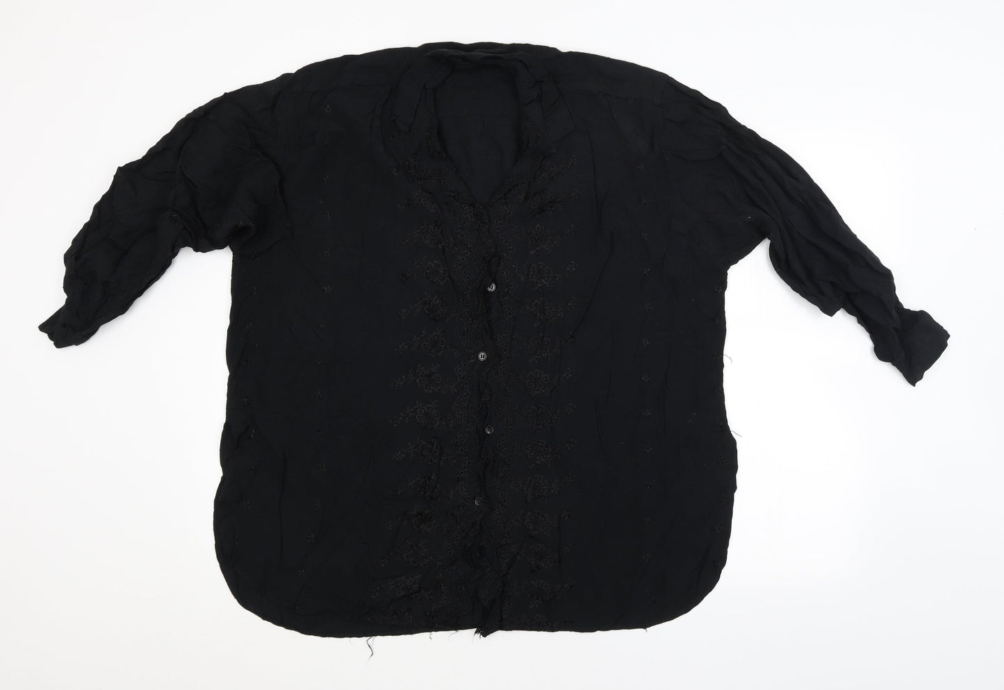 Womens UK Size  Preworn Black Basic Button-Up