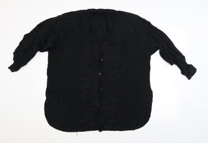 Womens UK Size  Preworn Black Basic Button-Up