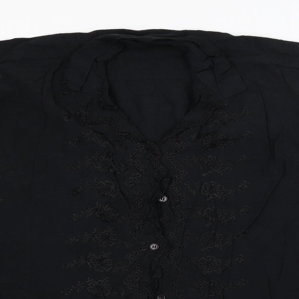 Womens UK Size  Preworn Black Basic Button-Up