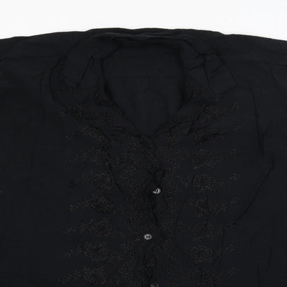 Womens UK Size  Preworn Black Basic Button-Up