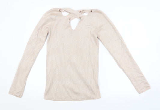 Womens UK Size 14 Dorothy Perkins Beige Pullover Jumper