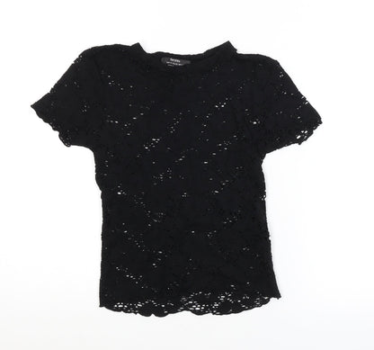 Womens UK Size XS Bershka Black Basic Blouse