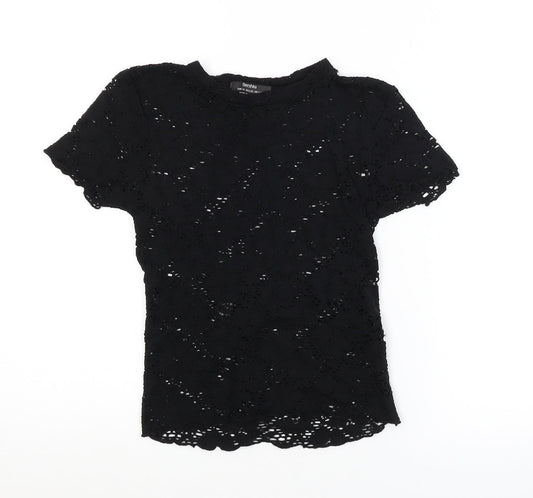 Bershka Womens Black Floral  Basic Blouse Size XS