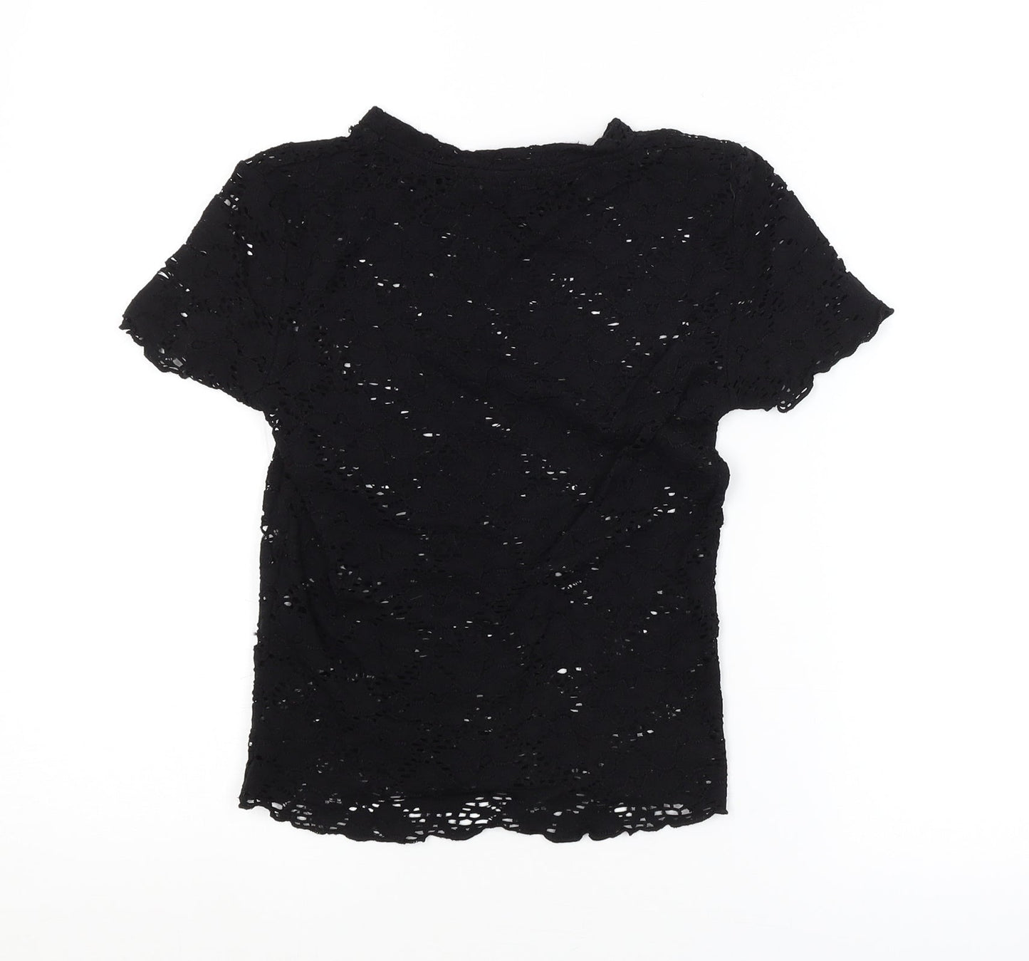 Womens UK Size XS Bershka Black Basic Blouse