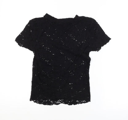 Womens UK Size XS Bershka Black Basic Blouse