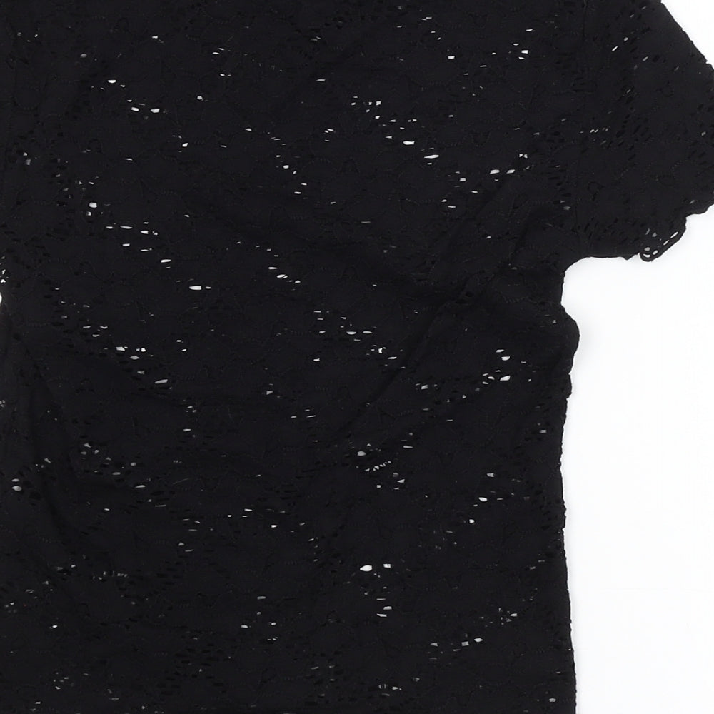 Womens UK Size XS Bershka Black Basic Blouse