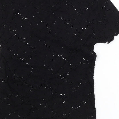 Womens UK Size XS Bershka Black Basic Blouse