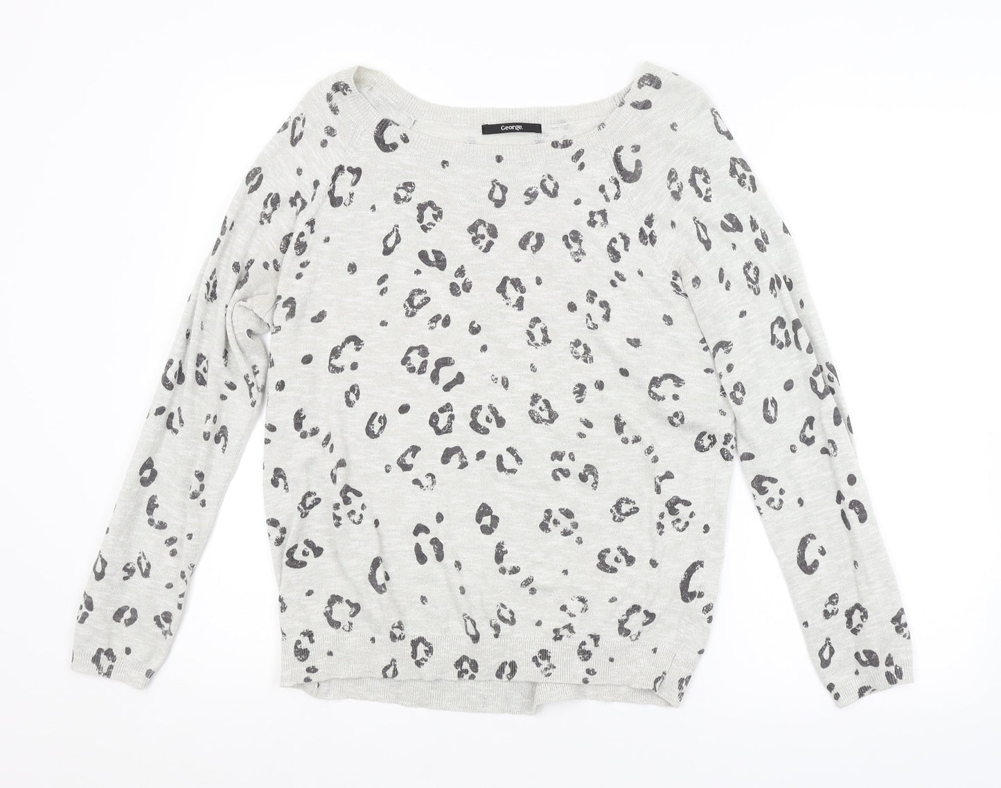 George Womens Grey Animal Print  Pullover Jumper Size 12