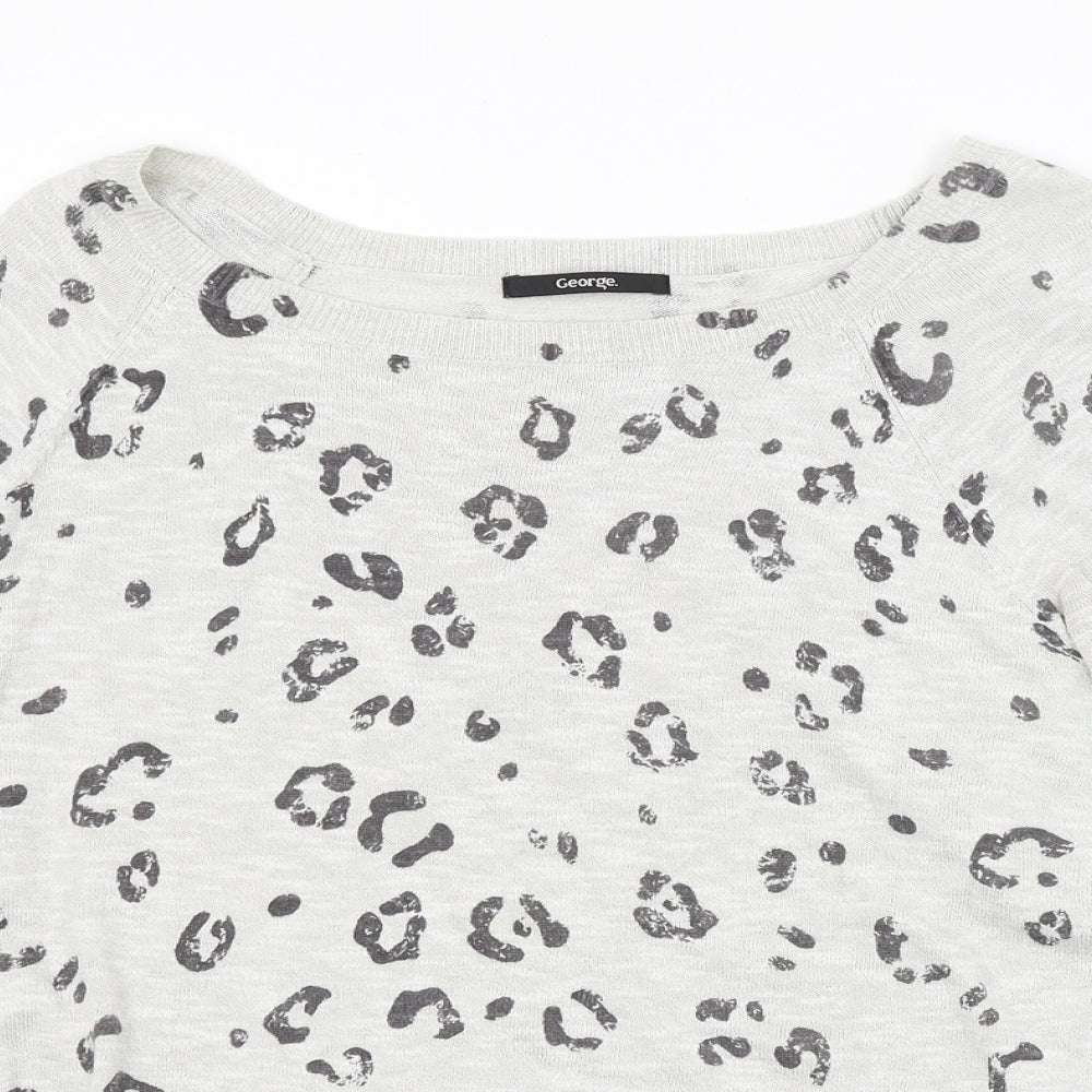 George Womens Grey Animal Print  Pullover Jumper Size 12