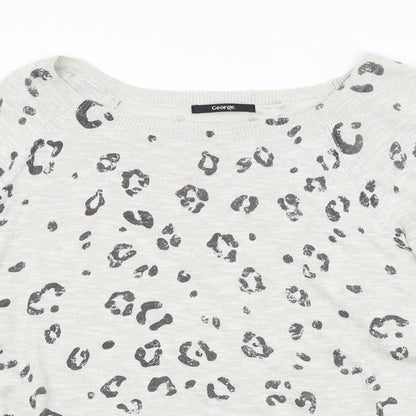 George Womens Grey Animal Print  Pullover Jumper Size 12