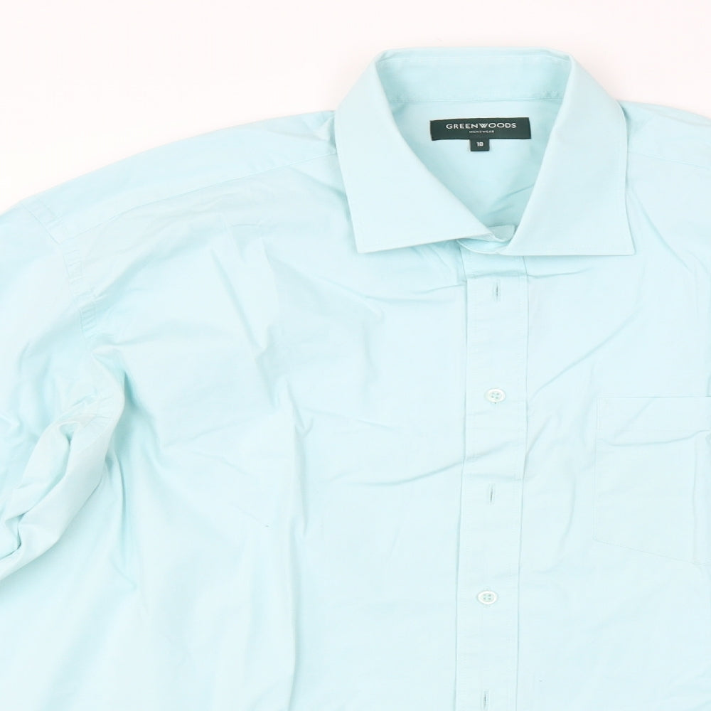 Mens UK Collar Size  GREENWOODS Smart Blue  Dress Shirt