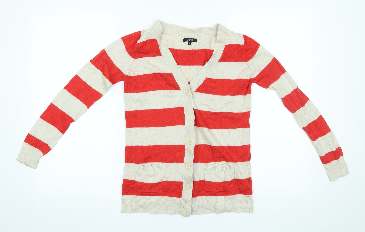 Womens UK Size 10 Papaya Red Cardigan Jumper