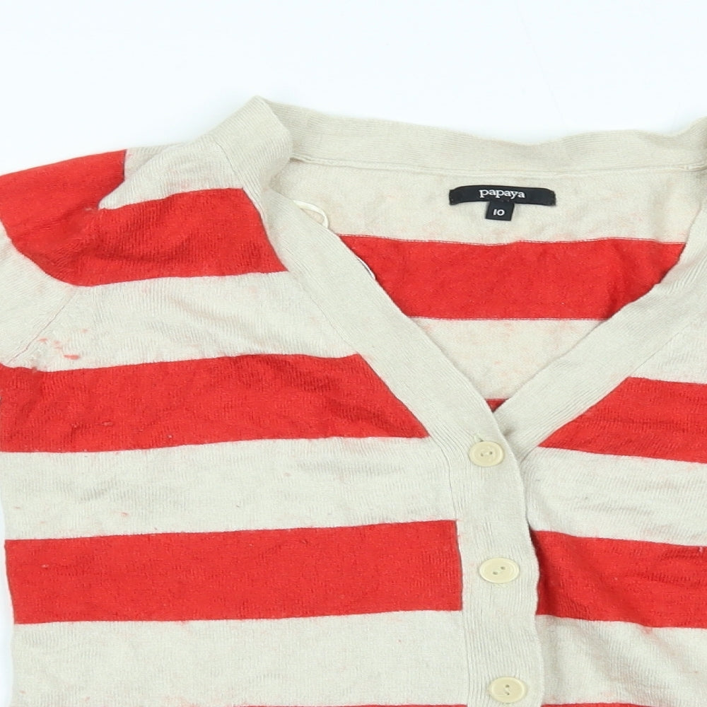Womens UK Size 10 Papaya Red Cardigan Jumper