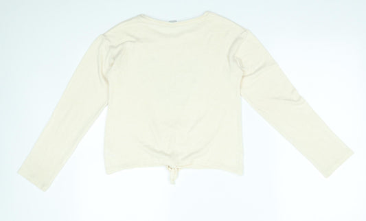 TU Girls Beige   Pullover Jumper Size 10-11 Years  - flower heart