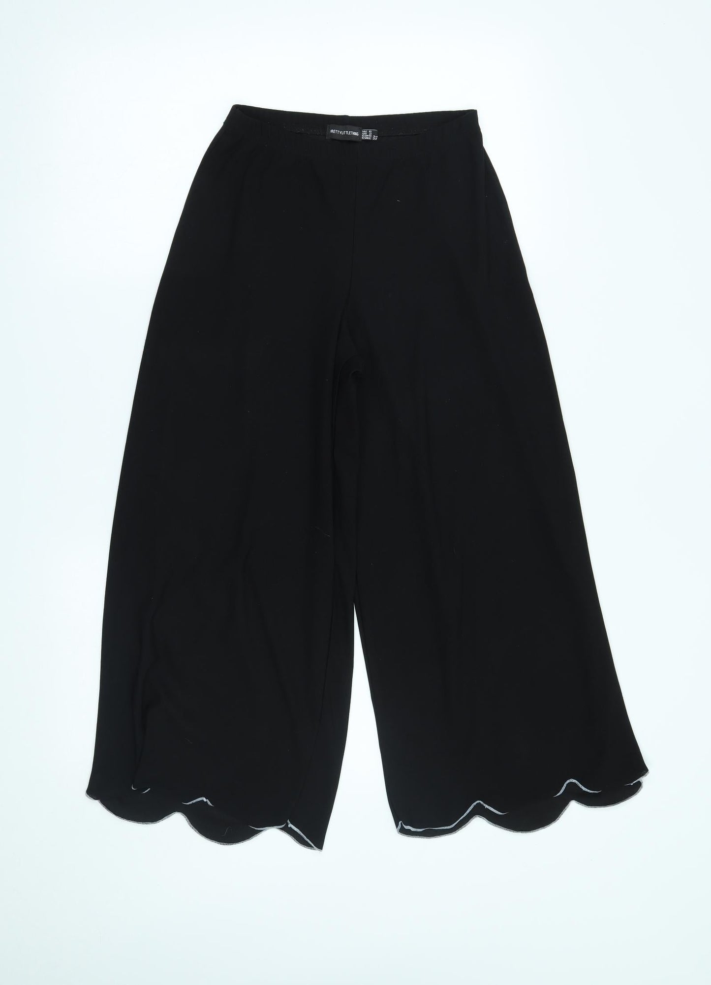 Womens UK Size 6 PRETTYLITTLETHING Regular Fit Capri Black Trousers