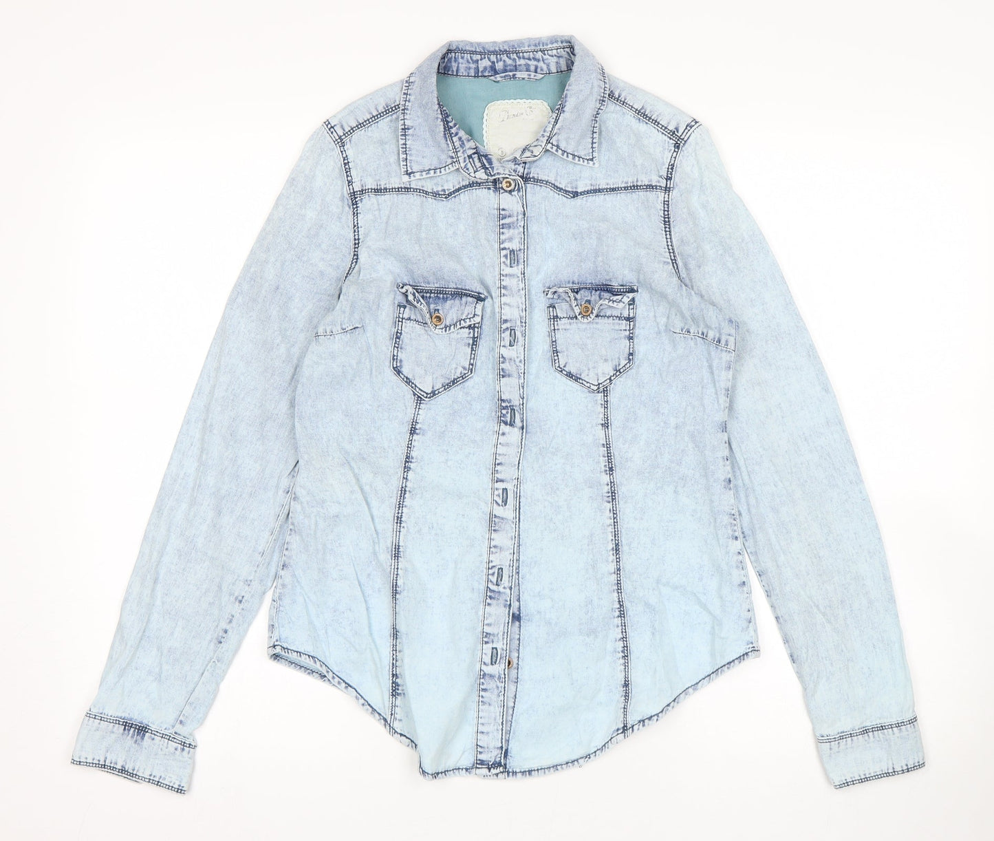 Denim Co Womens Blue  Denim Basic Button-Up Size 8