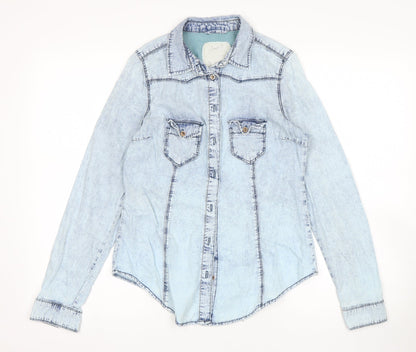 Denim Co Womens Blue  Denim Basic Button-Up Size 8