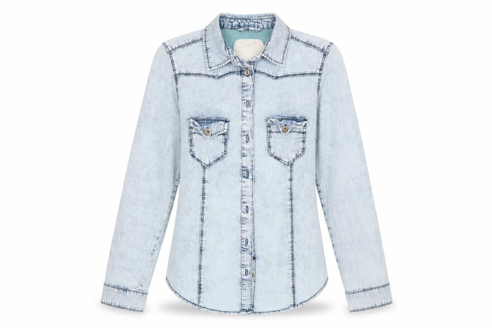 Womens UK Size 8 Denim Co Blue Basic Button-Up