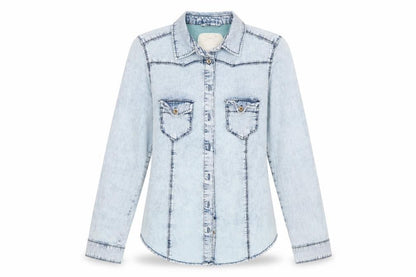 Womens UK Size 8 Denim Co Blue Basic Button-Up