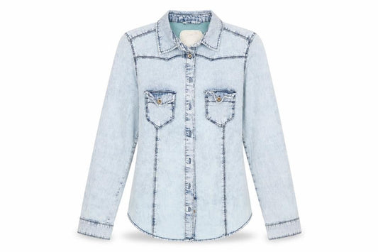 Womens UK Size 8 Denim Co Blue Basic Button-Up