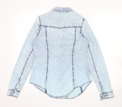 Denim Co Womens Blue  Denim Basic Button-Up Size 8