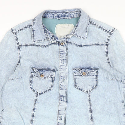 Denim Co Womens Blue  Denim Basic Button-Up Size 8
