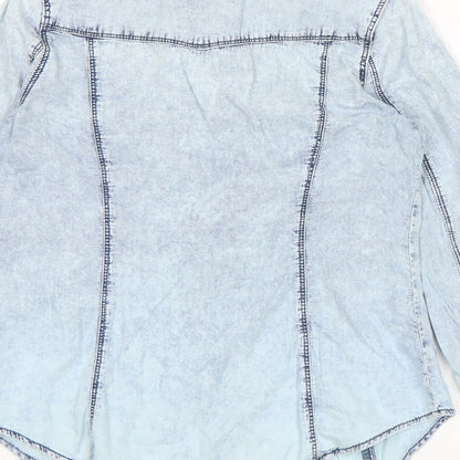 Denim Co Womens Blue  Denim Basic Button-Up Size 8