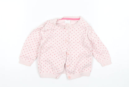 F&F Girls Pink Polka Dot  Cardigan Jumper Size 3-6 Months