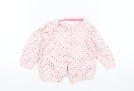 F&F Girls Pink Polka Dot  Cardigan Jumper Size 3-6 Months