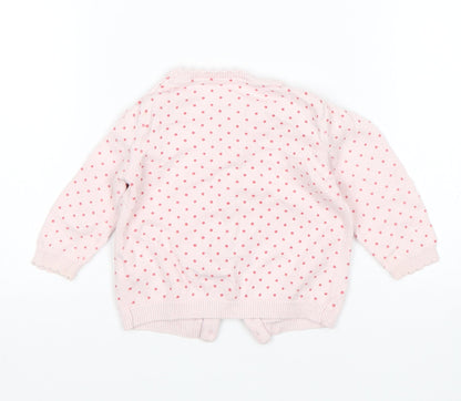 F&F Girls Pink Polka Dot  Cardigan Jumper Size 3-6 Months