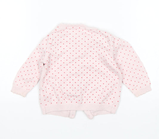 F&F Girls Pink Polka Dot  Cardigan Jumper Size 3-6 Months