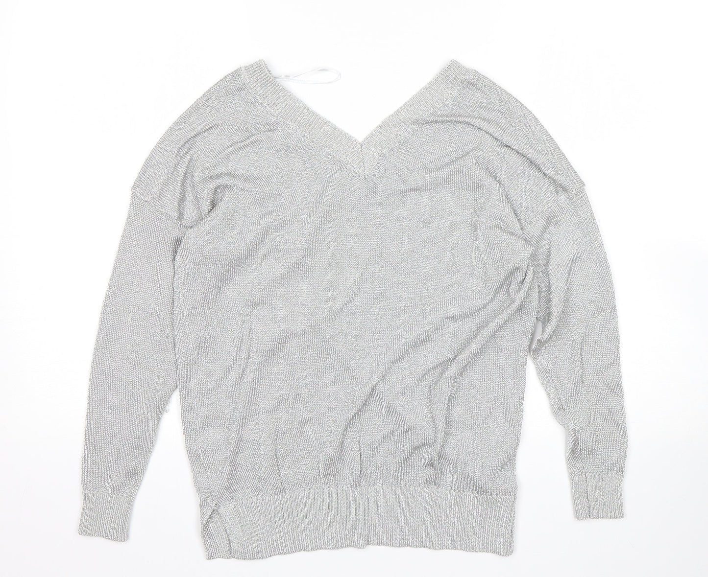 Womens UK Size 6 Topshop Silver Pullover Jumper