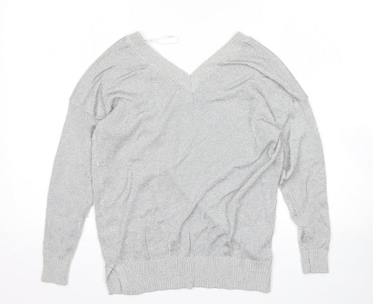 Womens UK Size 6 Topshop Silver Pullover Jumper