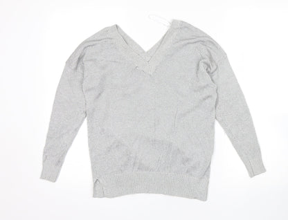 Womens UK Size 6 Topshop Silver Pullover Jumper