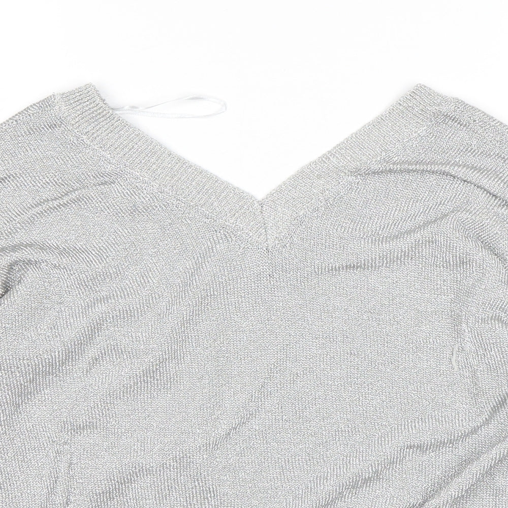 Womens UK Size 6 Topshop Silver Pullover Jumper