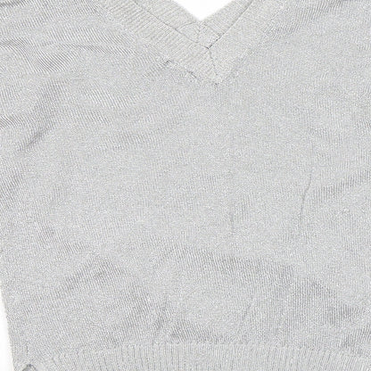 Womens UK Size 6 Topshop Silver Pullover Jumper